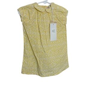 Moon et miel yellow and white collar dress 100% cotton ￼NWT